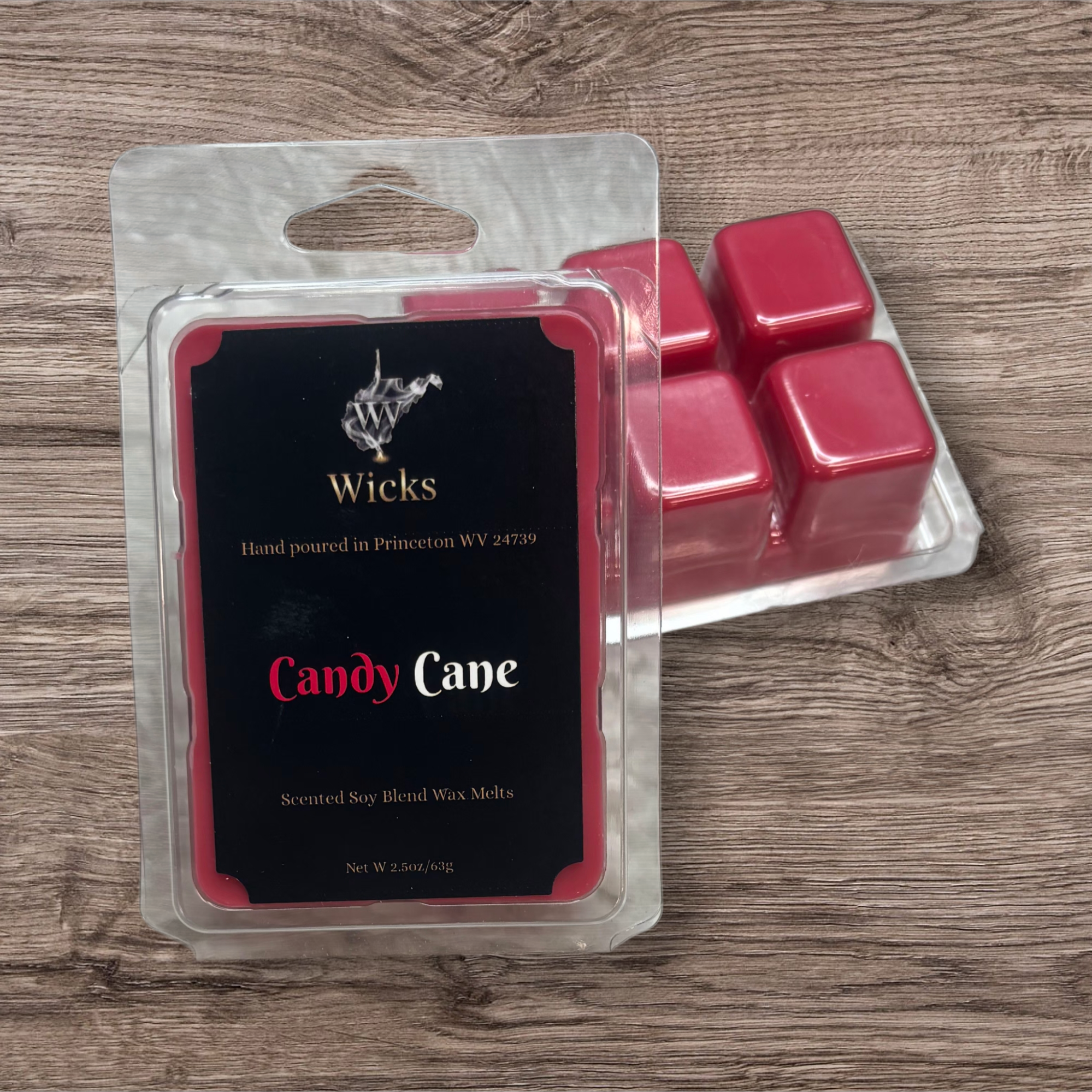 Candy Cane Wax Melt Clam Shell LS